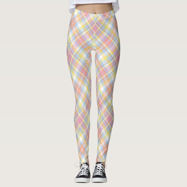 Pastel Stripe Plaid Leggings (Front)