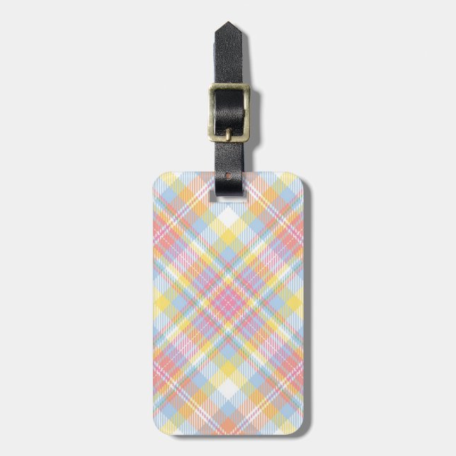 Pastel Stripe Plaid Luggage Tag (Front Vertical)