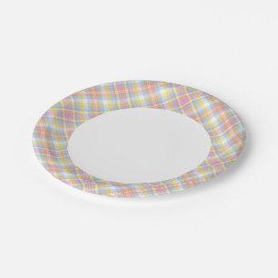 Pastel Stripe Plaid Paper Plate