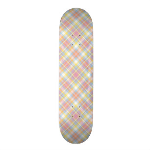 Pastel Stripe Plaid Skateboard