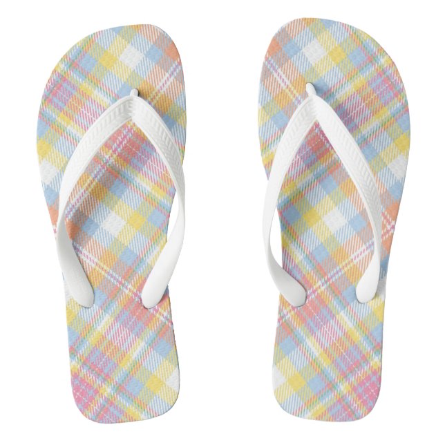 Pastel Stripe Plaid Thongs (Footbed)