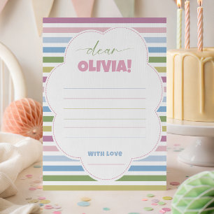 Pastel Striped 1st Birthday Time Capsule Card