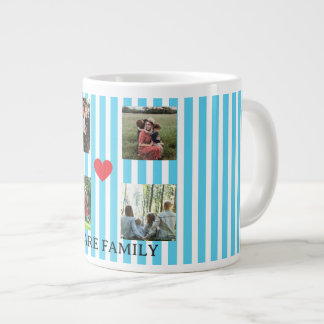 pastel striped family collage large coffee mug