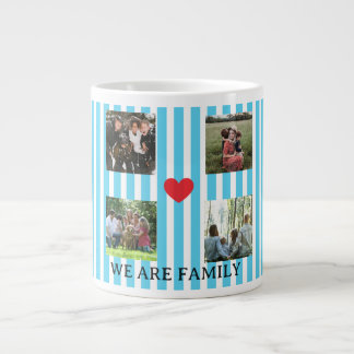 pastel striped family collage large coffee mug