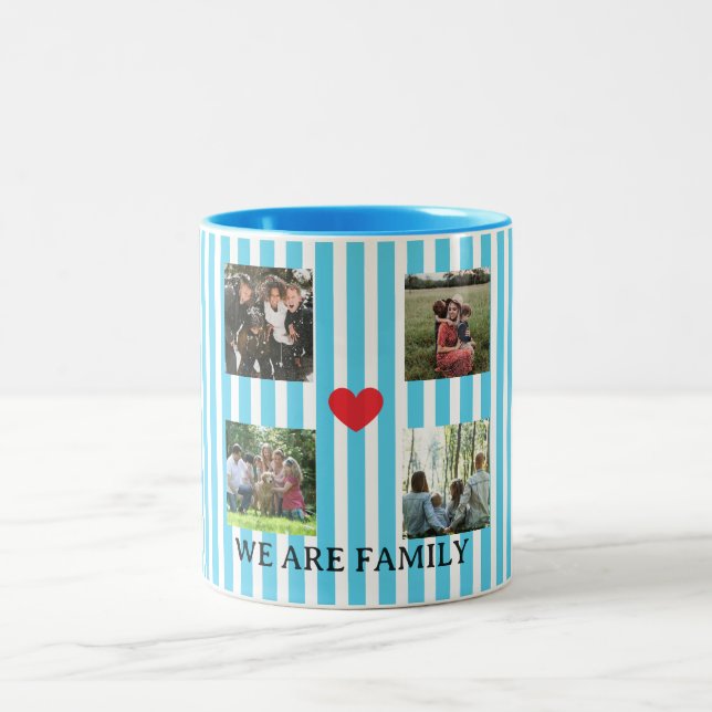 pastel striped family collage Two-Tone coffee mug (Center)