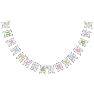 Pastel Striped Fun to Be One Birthday Banner