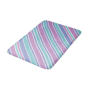 Pastel Striped Pattern Bath Mat