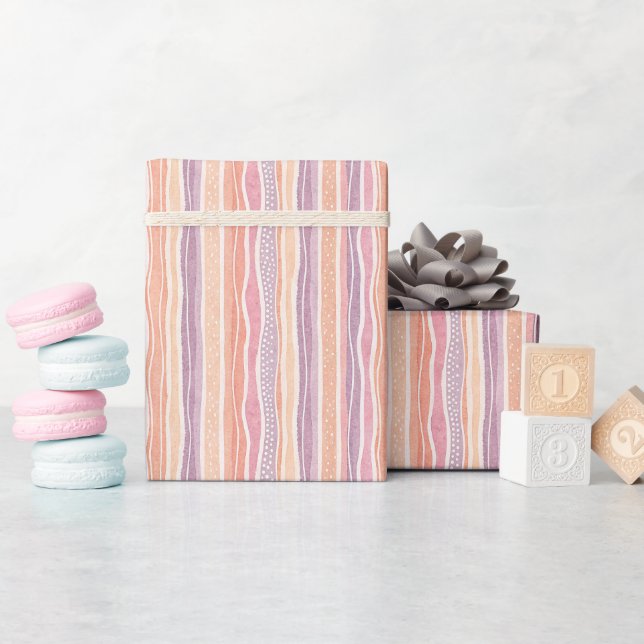 Pastel Striped Pattern Wrapping Paper Roll (Baby Shower)