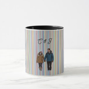 Pastel striped personalised  mug