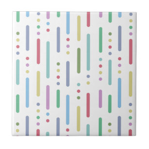 Pastel stripes and dots pattern ceramic tile
