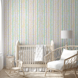 Pastel Stripes and Polka Dots Nursery Wallpaper