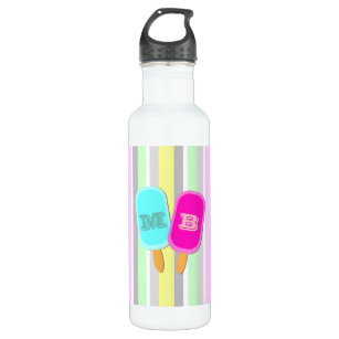 Pastel Stripes and Popsicles Monogram 710 Ml Water Bottle