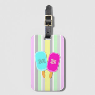 Pastel Stripes and Popsicles Monogram Luggage Tag