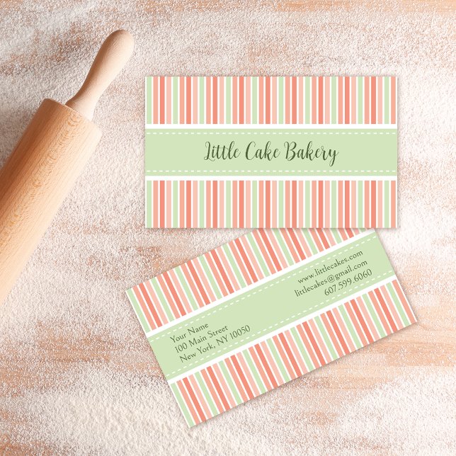 Pastel Stripes Bakery Business Card (Creator Uploaded)