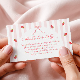 Pastel Stripes Berry Baby Shower Books for Baby Enclosure Card