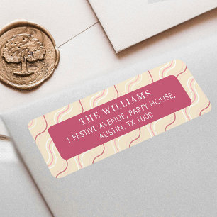 Pastel Stripes Cherry Pink Modern Festive Colours Return Address Label