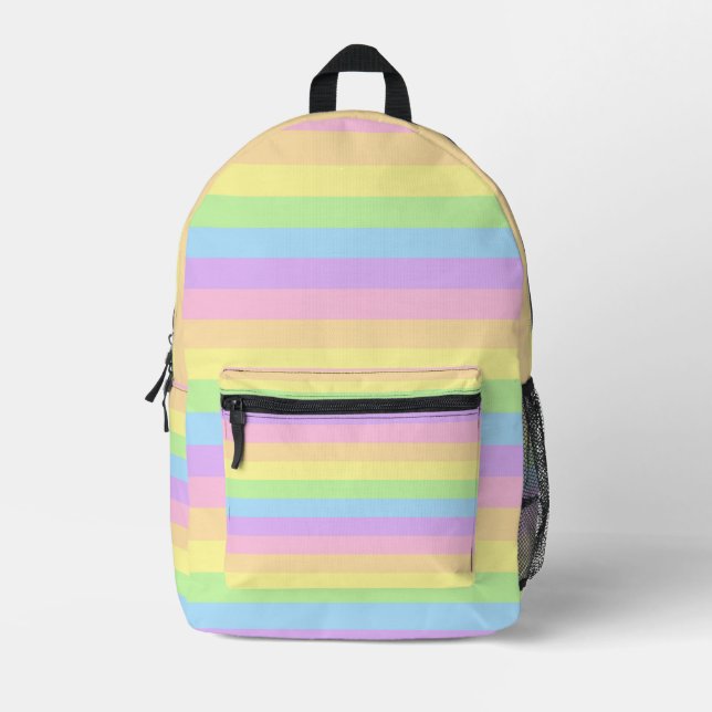 Pastel Stripes Colourful Backpack (Front)