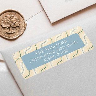 Pastel Stripes Dusty Blue Modern Festive Colours Return Address Label