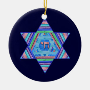 Pastel Stripes Hanukkah Star Ornament