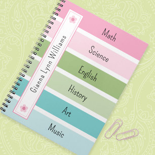 Pastel Stripes Monogrammed Back to School Notebook