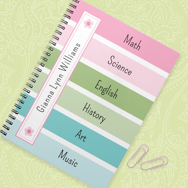 Pastel Stripes Monogrammed Back to School Notebook (Creator Uploaded)