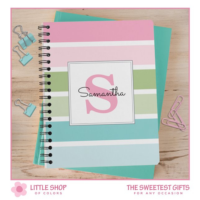 Pastel Stripes Monogrammed Notebook (Creator Uploaded)