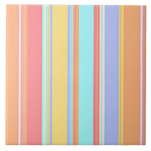 Pastel Stripes Pattern Ceramic Tile