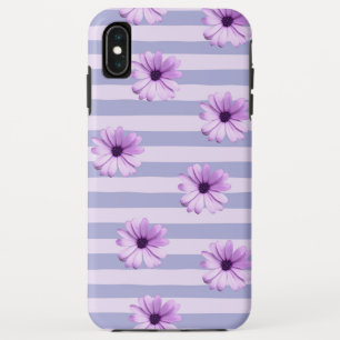 Pastel stripes pattern with Daisies iPhone XS Max Case