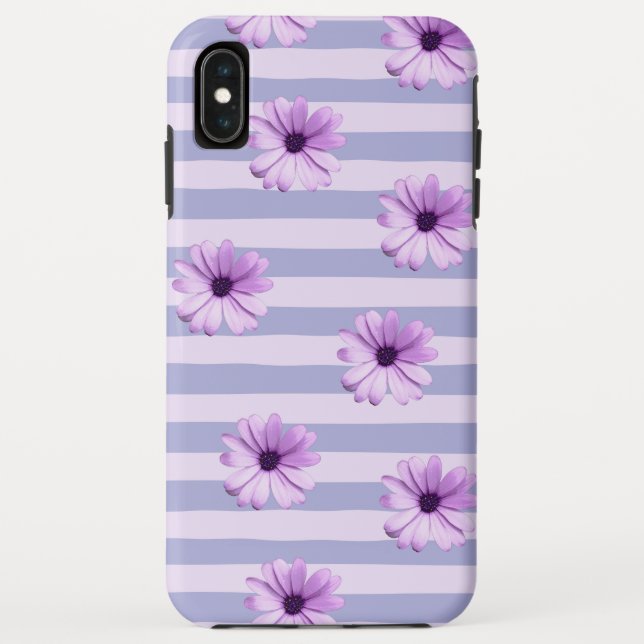 Pastel stripes pattern with Daisies Case-Mate iPhone Case (Back)