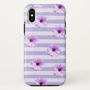 Pastel stripes pattern with Daisies iPhone XS Case