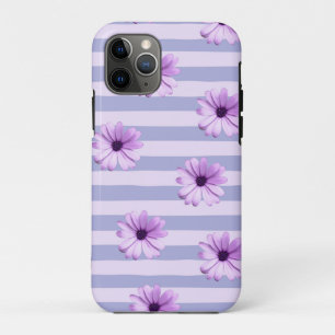 Pastel stripes pattern with Daisies iPhone 11 Pro Case