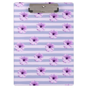 Pastel stripes pattern with Daisies Clipboard