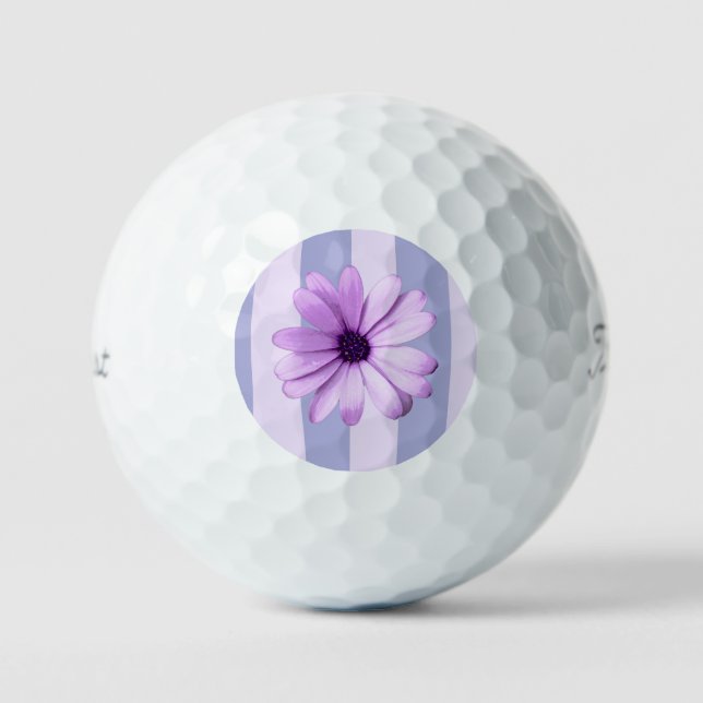 Pastel stripes pattern with Daisies Golf Balls (Front)