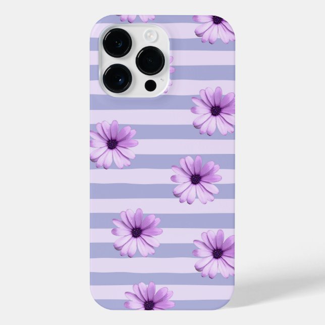 Pastel stripes pattern with Daisies iPhone Case (Back)