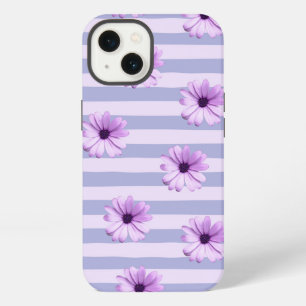 Pastel stripes pattern with Daisies iPhone 13 Case