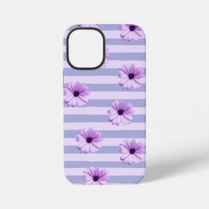 Pastel stripes pattern with Daisies iPhone 12 Mini Case