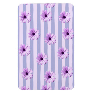 Pastel stripes pattern with Daisies Magnet