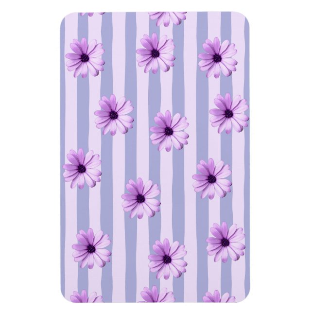 Pastel stripes pattern with Daisies Magnet (Vertical)