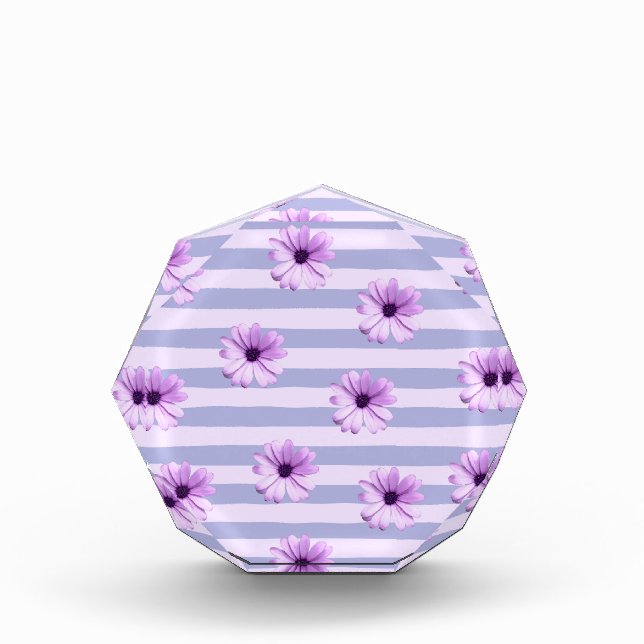 Pastel stripes pattern with Daisies Photo Block (Front)