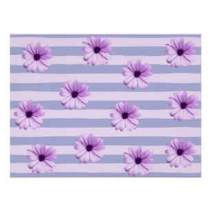 Pastel stripes pattern with Daisies Poster