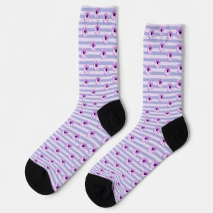 Pastel stripes pattern with Daisies Socks
