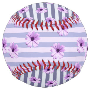 Pastel stripes pattern with Daisies Softball