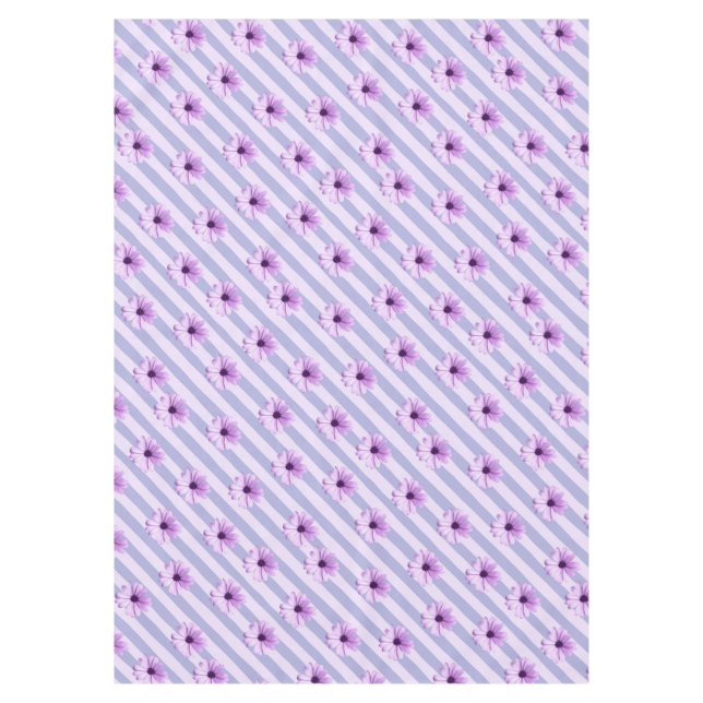 Pastel stripes pattern with Daisies Tablecloth (Front)
