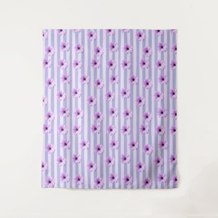 Pastel stripes pattern with Daisies Tapestry