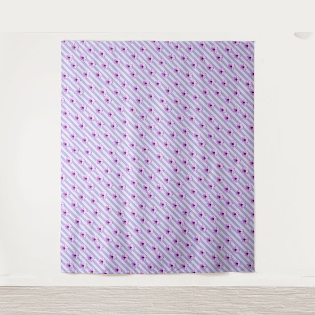 Pastel stripes pattern with Daisies Tapestry (Front)