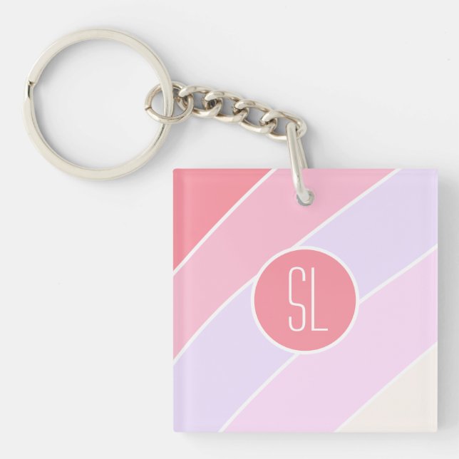 Pastel Stripes Personalised Key Ring (Front)