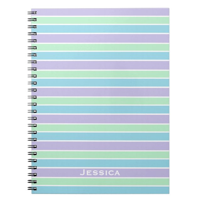 Pastel Stripes Personalised Notebook (Front)