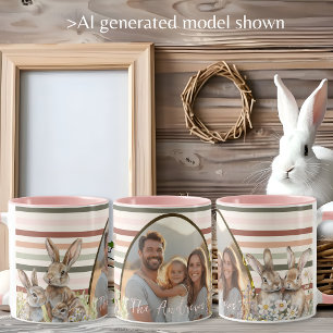 Pastel Stripes photo Easter with Bunnies Mug