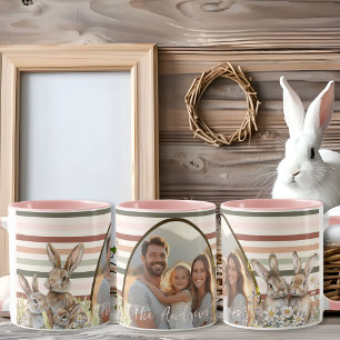 Pastel Stripes photo Easter with Bunnies Mug