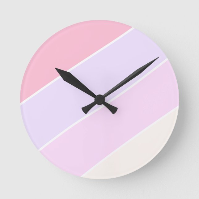 Pastel Stripes Round Clock (Front)
